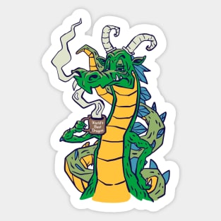 Green Gold and Blue Dragon with World's Best Dragon Coffee Mug Sticker